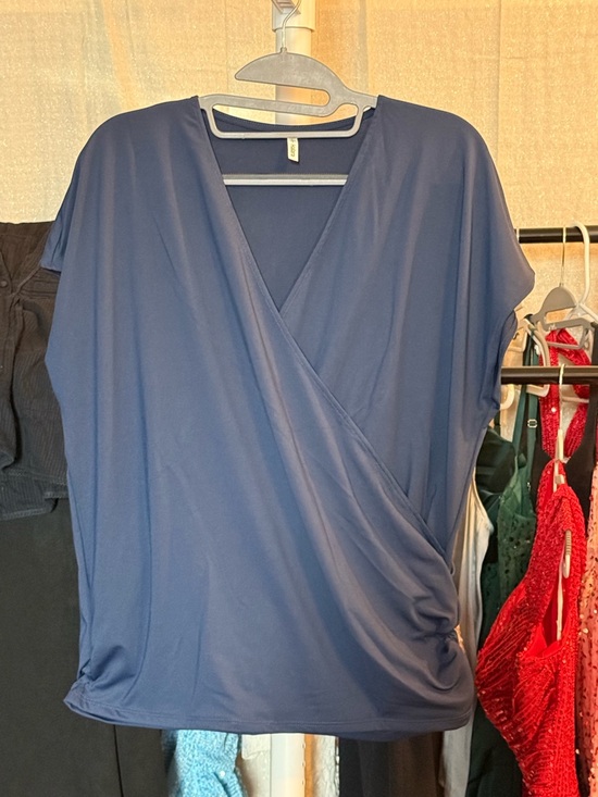 HALARA Tops - HALARA Blue Wrap Front Blouse